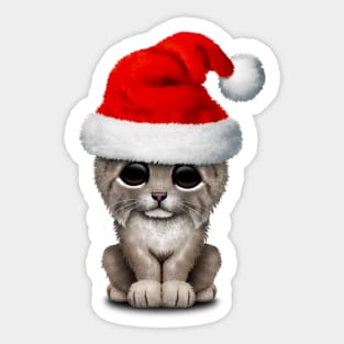 Cute Lynx Cub Wearing a Santa Hat Sticker